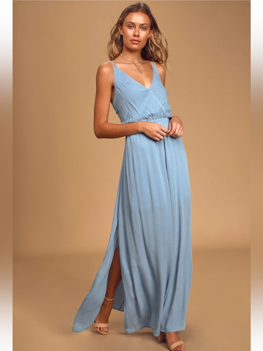 Lost in Paradise Slate Blue Maxi Dress